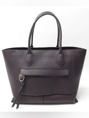 Longchamp Mailbox Plum Leather Tote Handbag